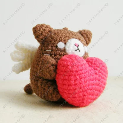 Coffee Neko Cupid Valentine Doll Keyring - Image 3