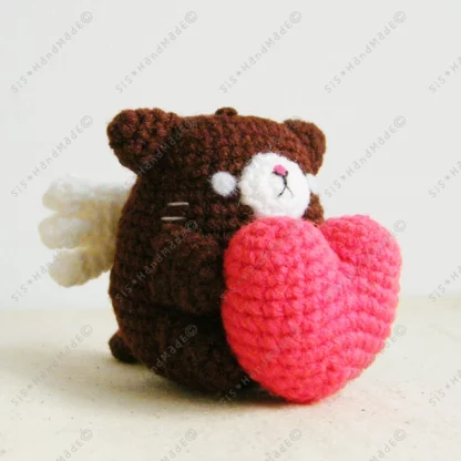 Chocolate Neko Cupid Valentine Doll Keyring - Image 3