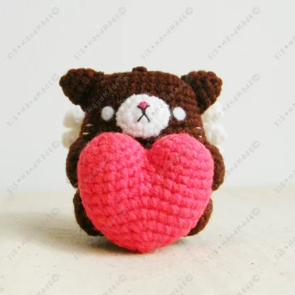 Chocolate Neko Cupid Valentine Doll Keyring - Image 6