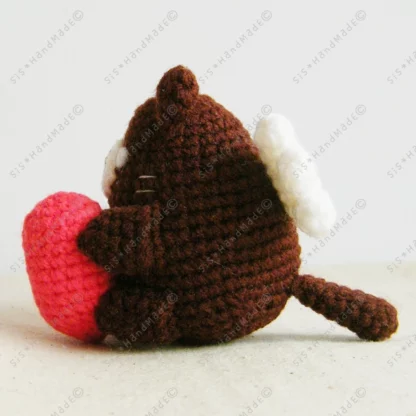Chocolate Neko Cupid Valentine Doll Keyring - Image 4