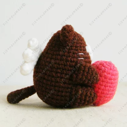 Chocolate Neko Cupid Valentine Doll Keyring - Image 5
