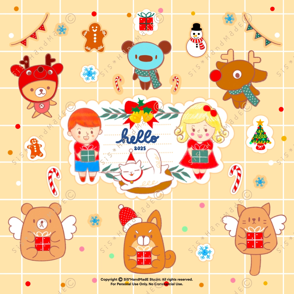 Digital Sticker Set | Season’s Greetings + Happy Holidays V.1 - Image 2