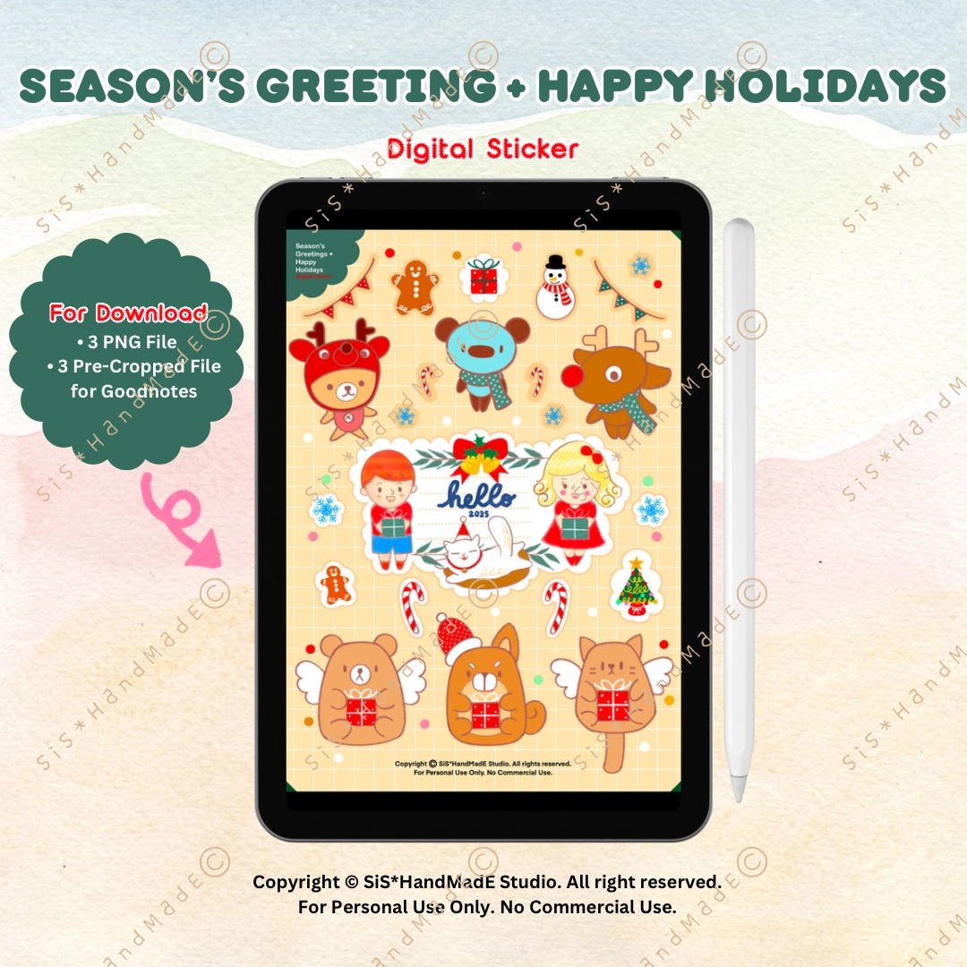 Digital Sticker Set | Season’s Greetings + Happy Holidays V.1