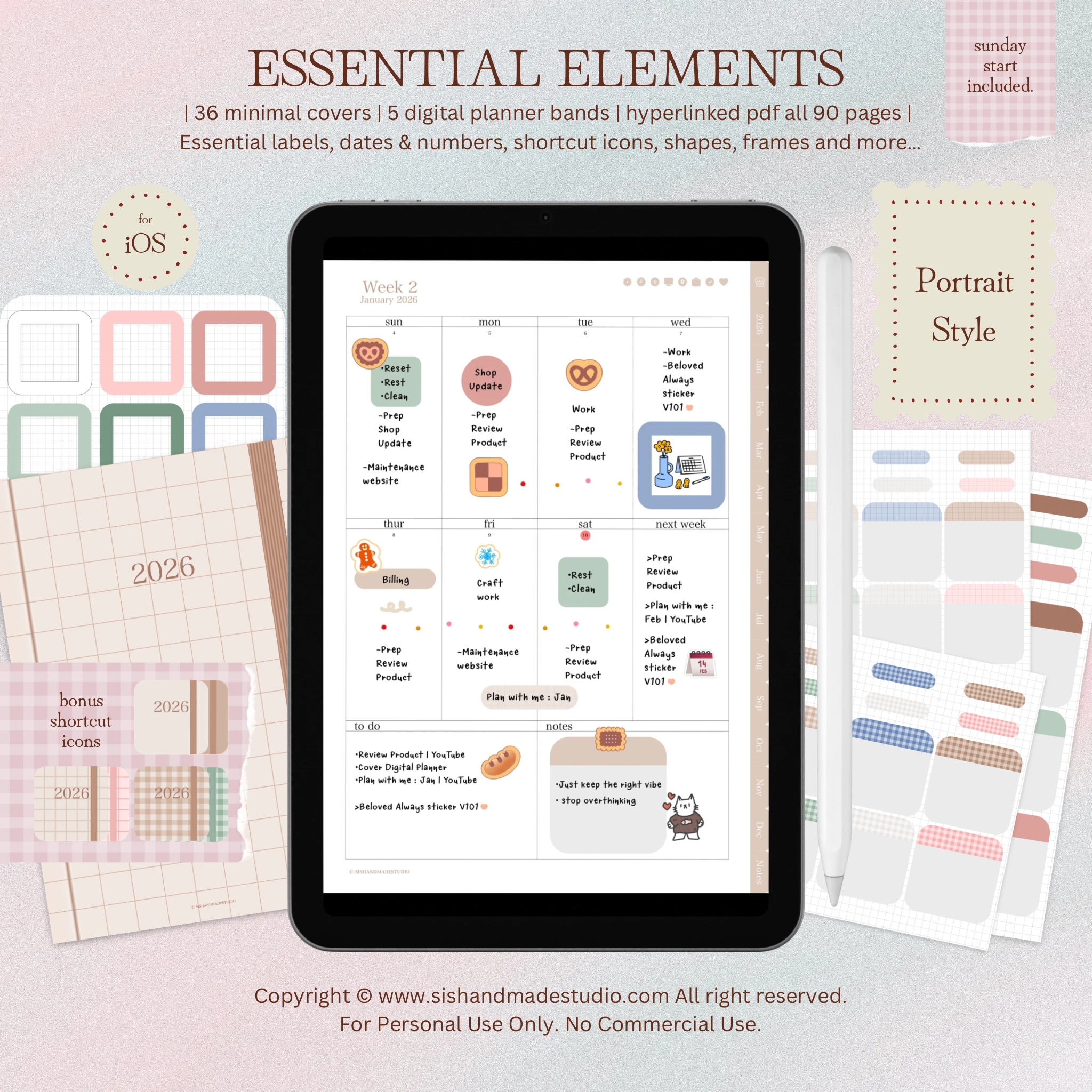 Digital Planner 2026-Portrait-Beige - Image 13