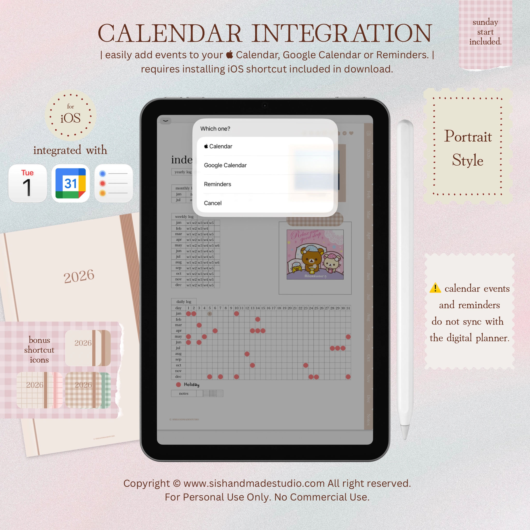 Digital Planner 2026-Portrait-Beige - Image 3