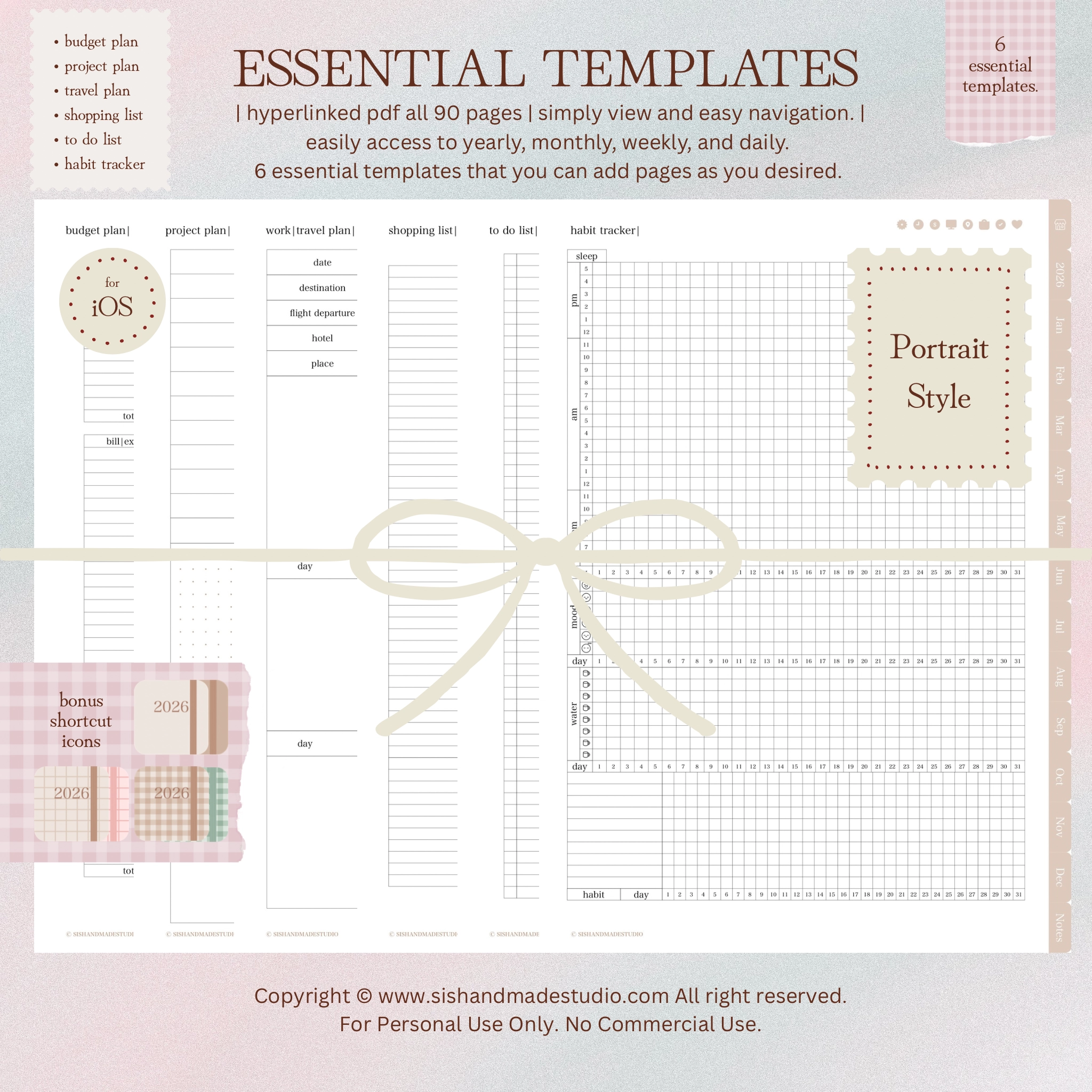 Digital Planner 2026-Portrait-Beige - Image 10