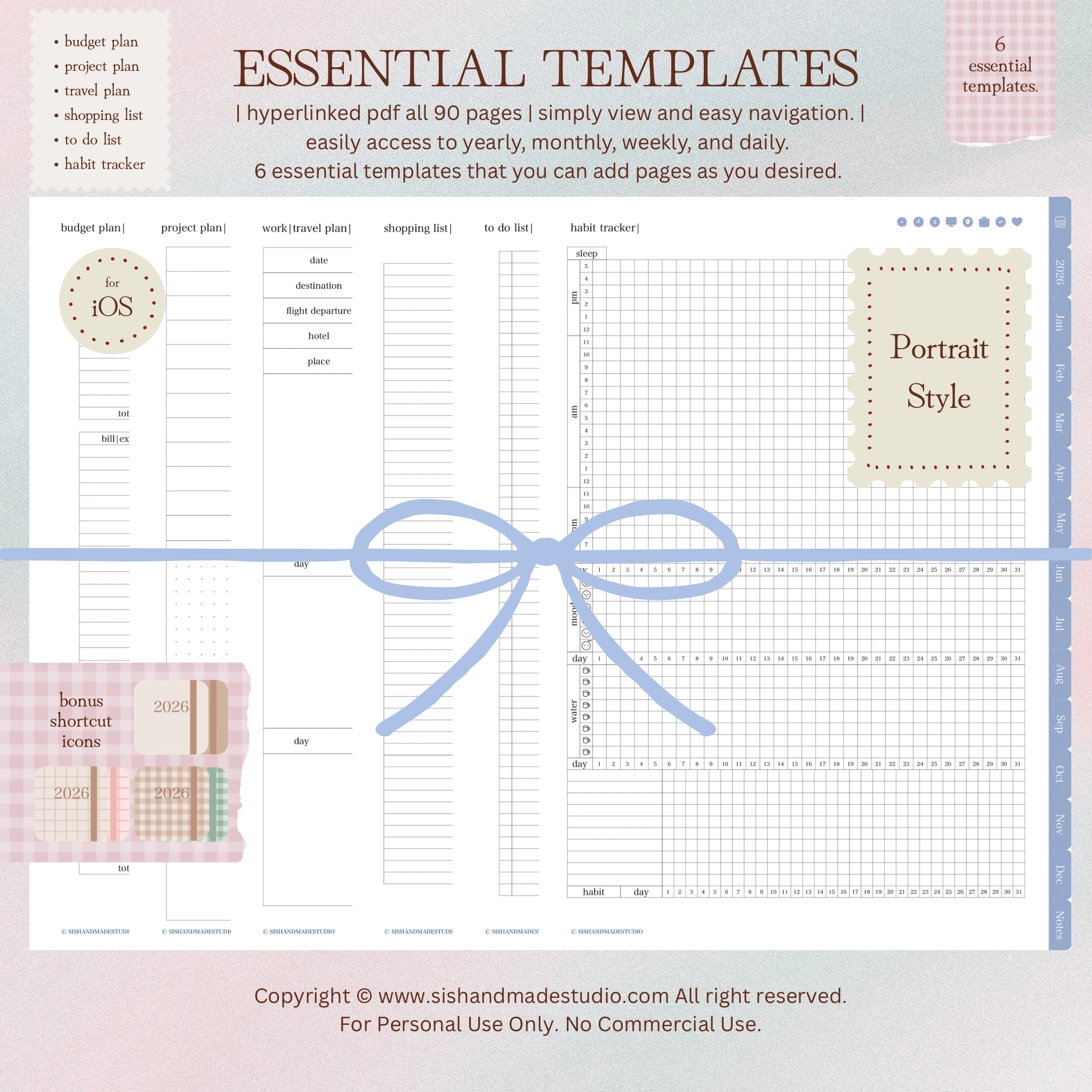 Digital Planner 2026-Portrait-Blue - Image 10