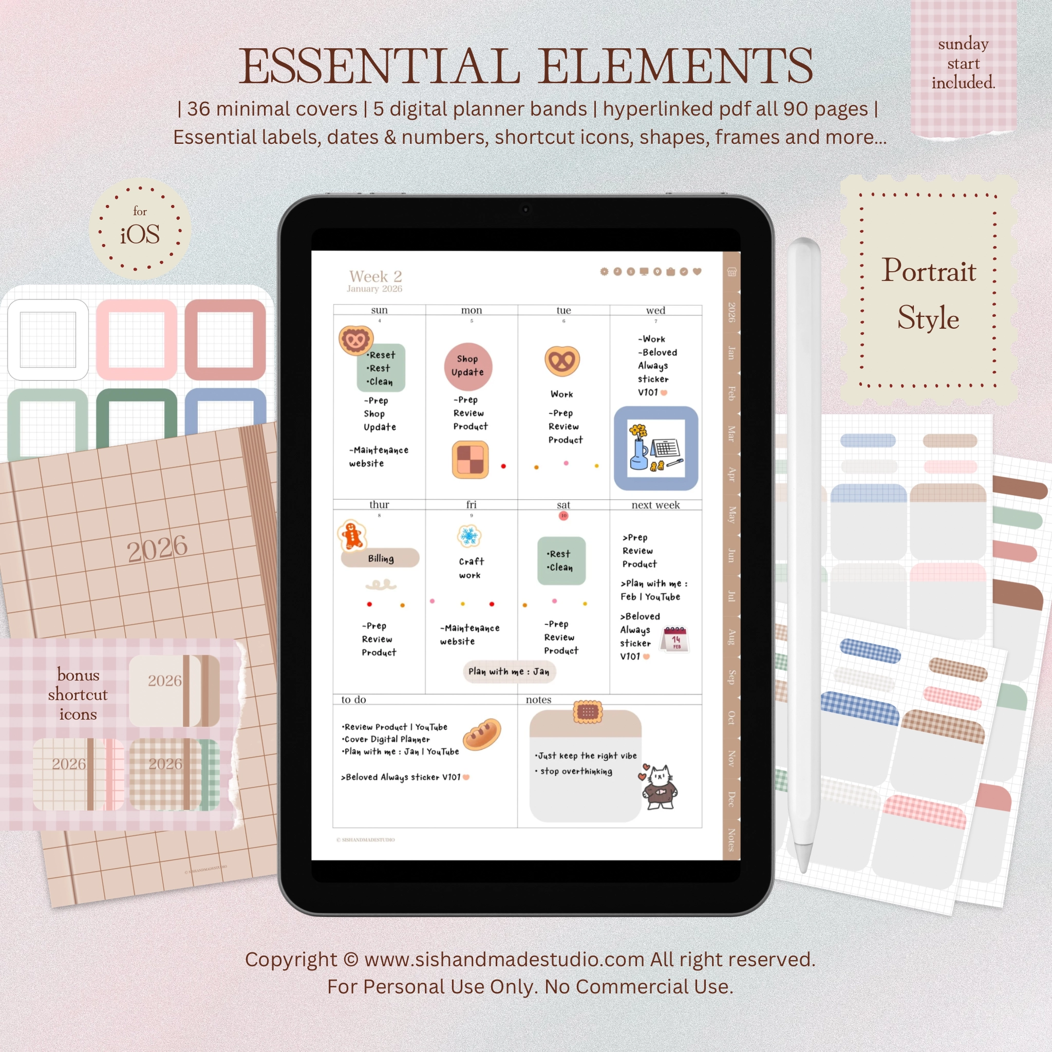 Digital Planner 2026-Portrait-Brown - Image 13
