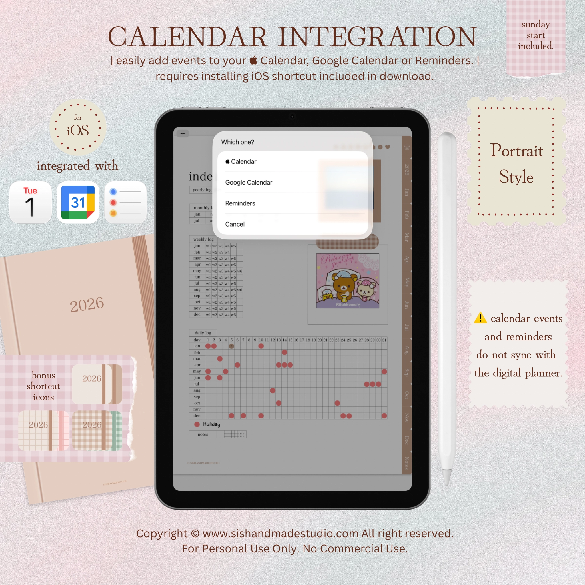 Digital Planner 2026-Portrait-Brown - Image 3