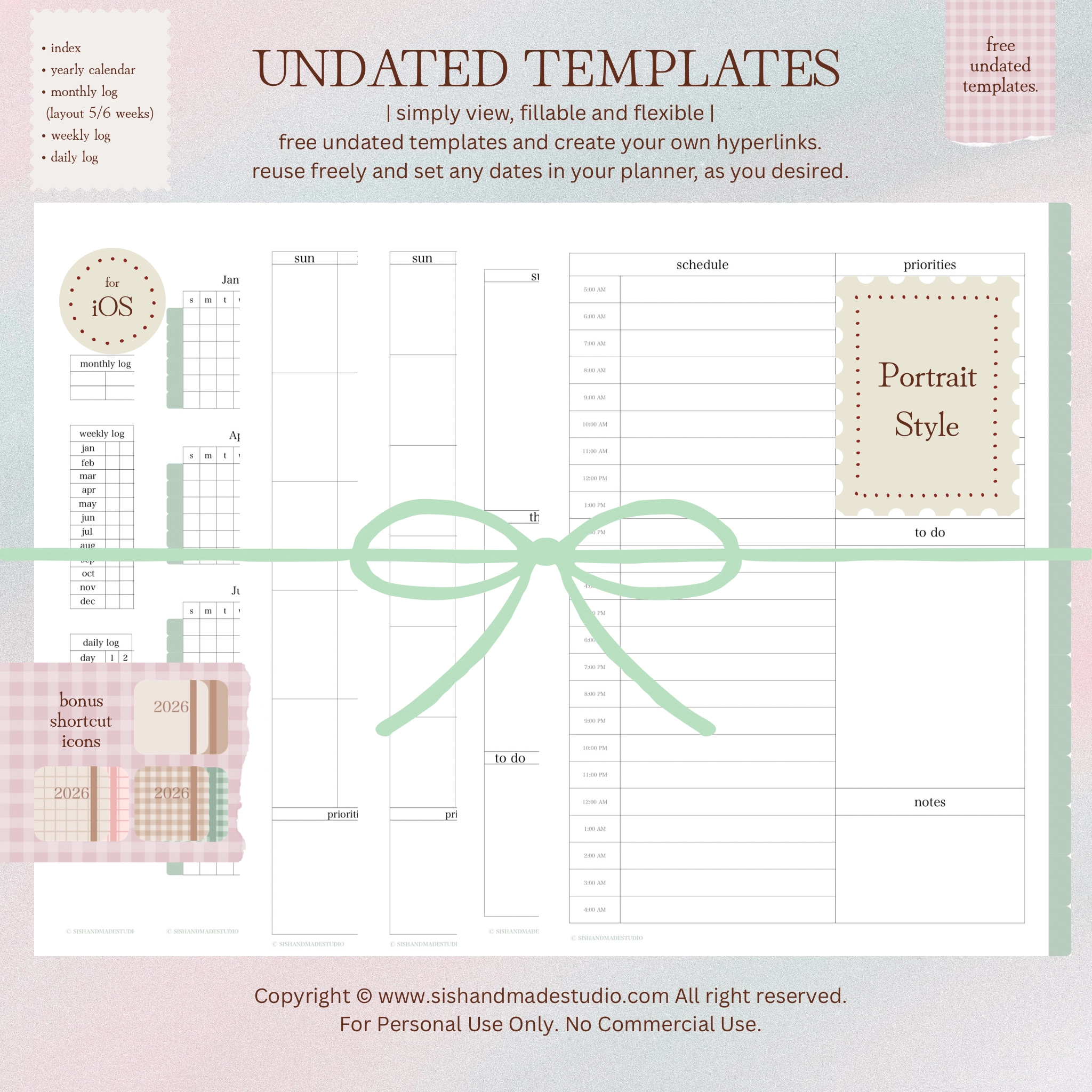 Digital Planner 2026-Portrait-Green - Image 12