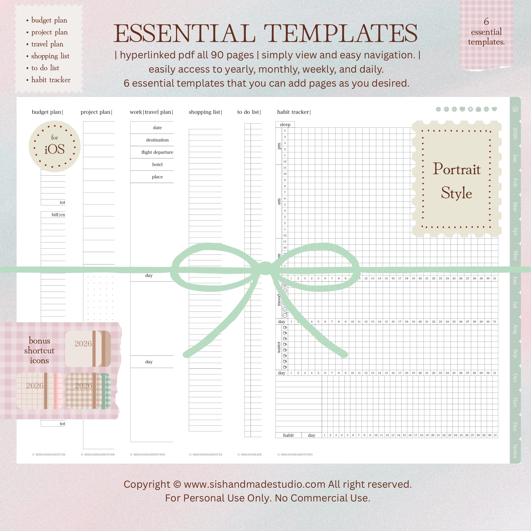 Digital Planner 2026-Portrait-Green - Image 10