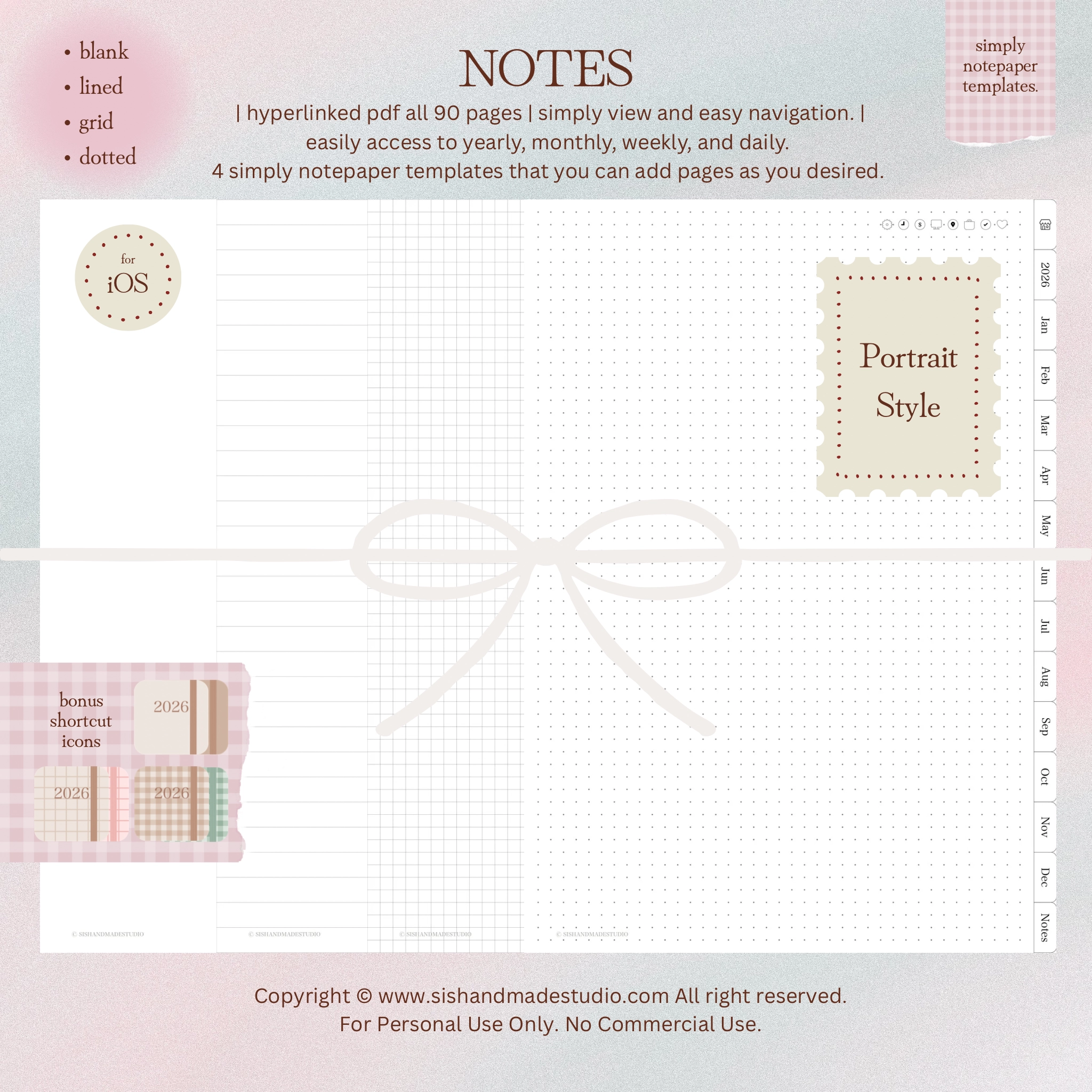 Digital Planner 2026-Portrait-Off White - Image 11