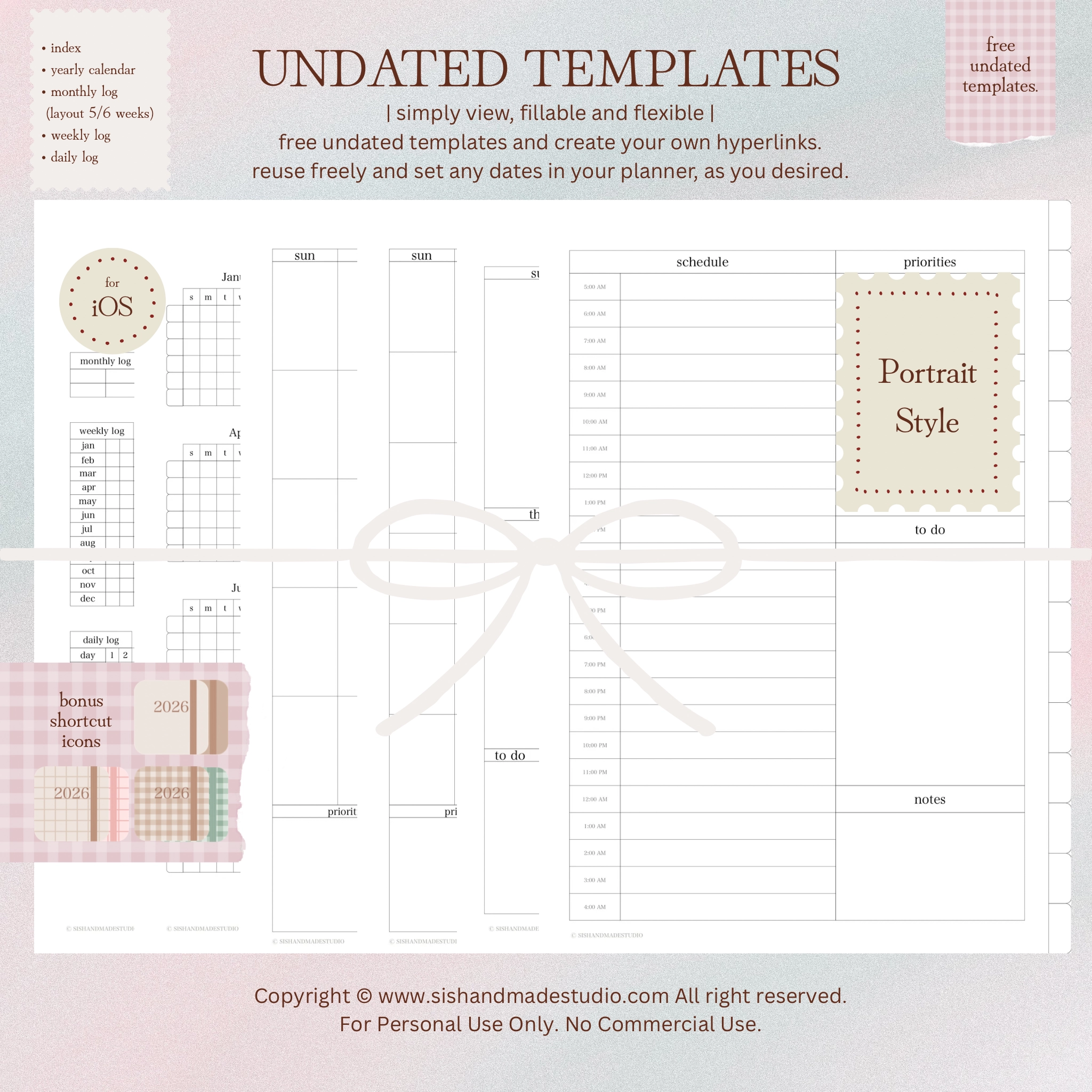 Digital Planner 2026-Portrait-Off White - Image 12