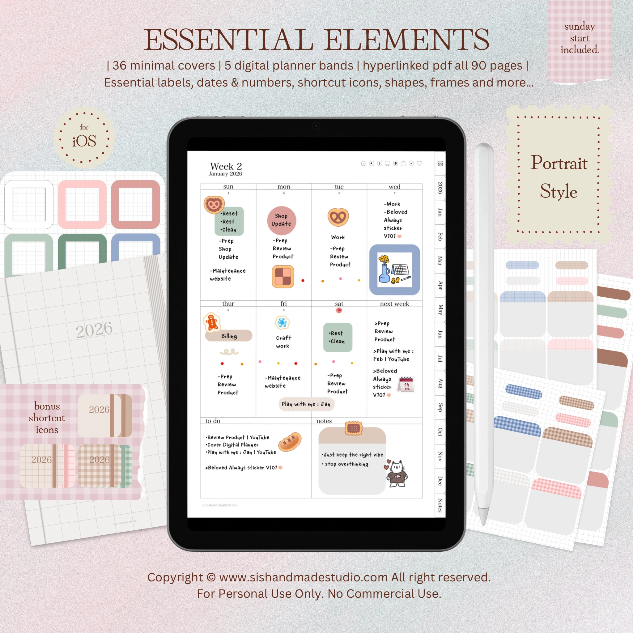 Digital Planner 2026-Portrait-Off White - Image 13