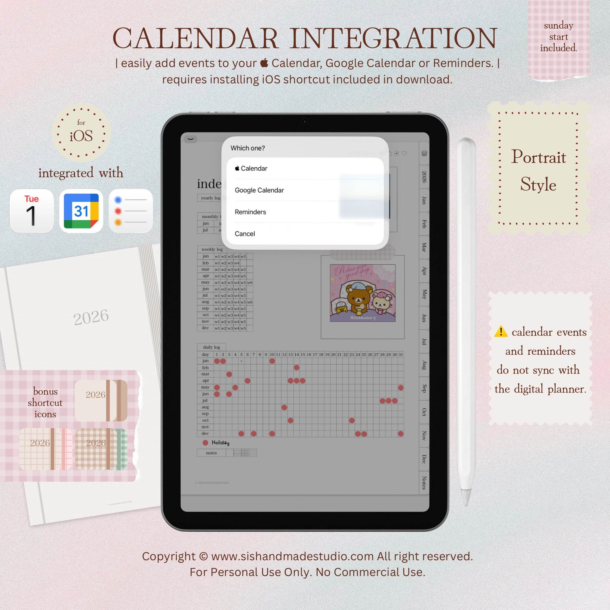 Digital Planner 2026-Portrait-Off White - Image 3