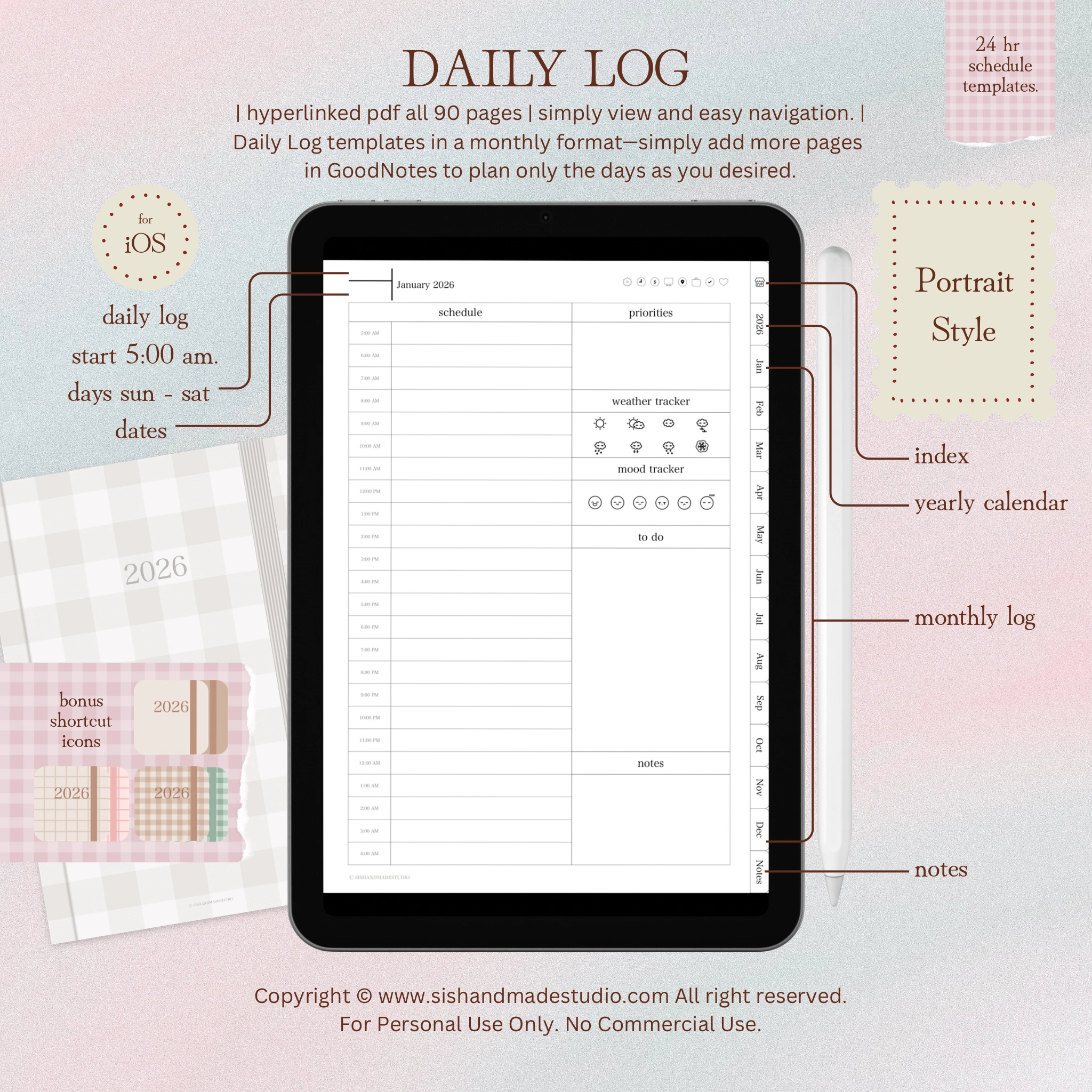 Digital Planner 2026-Portrait-Off White - Image 9