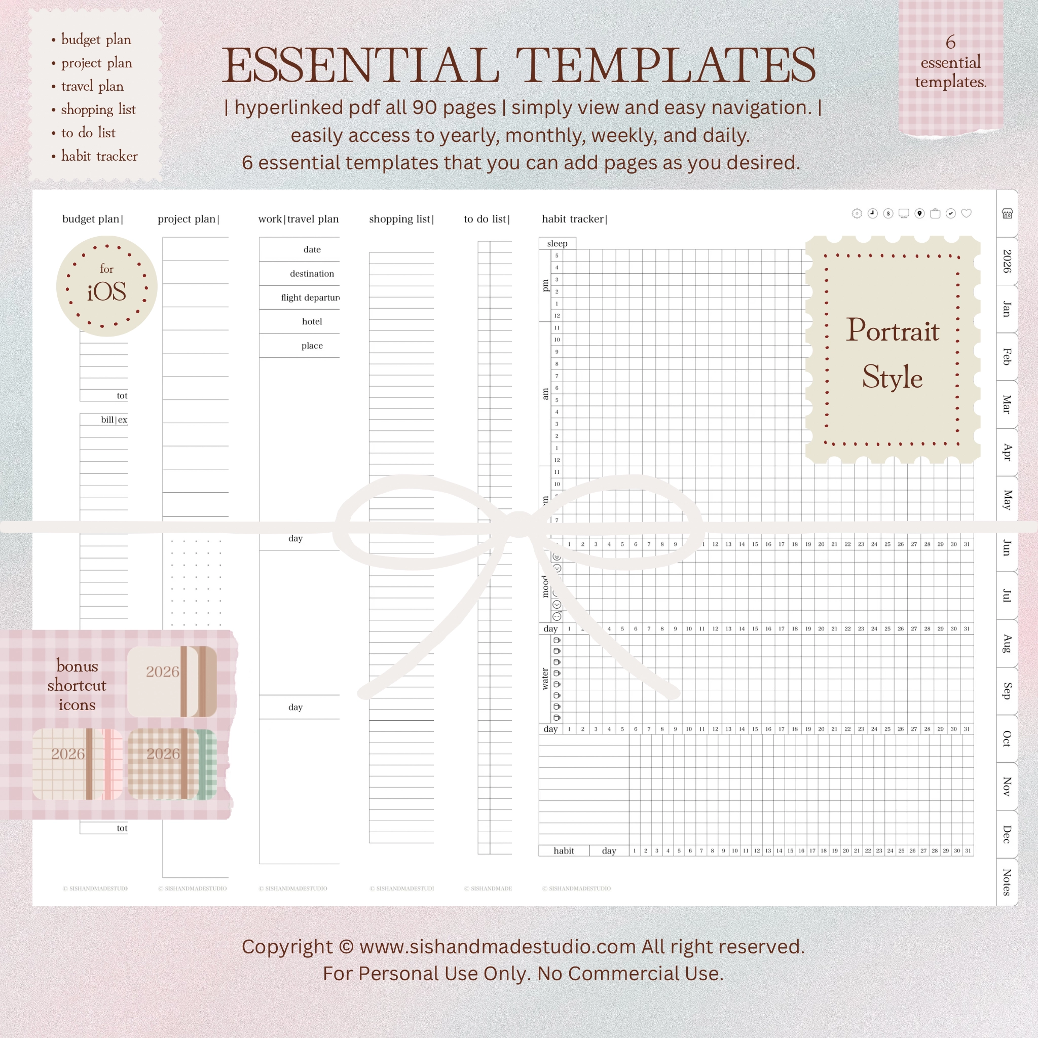 Digital Planner 2026-Portrait-Off White - Image 10